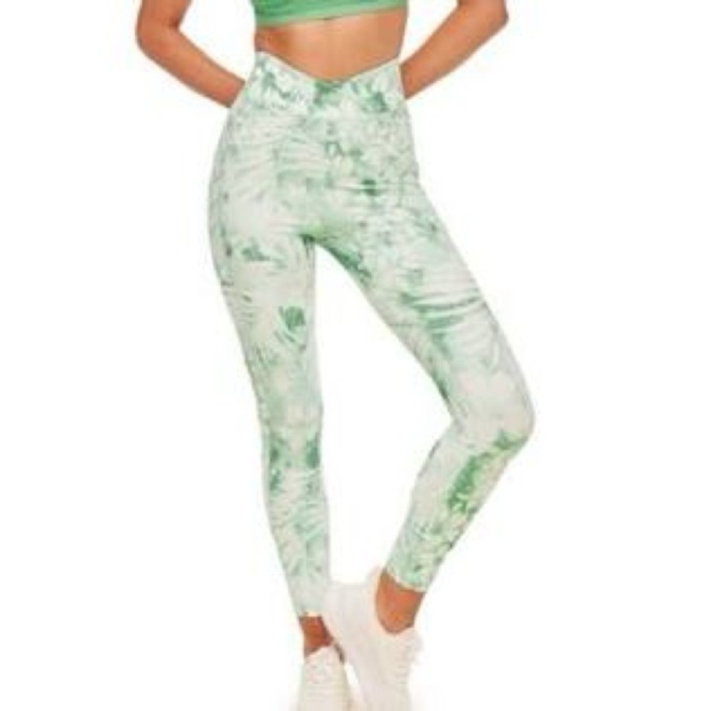 Adore Me Mint and White Tropical Leggings